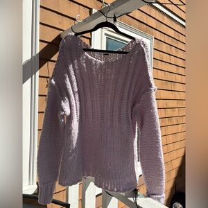 Free People Chunky Knit Sweater XS Light Pink Oversized Pullover